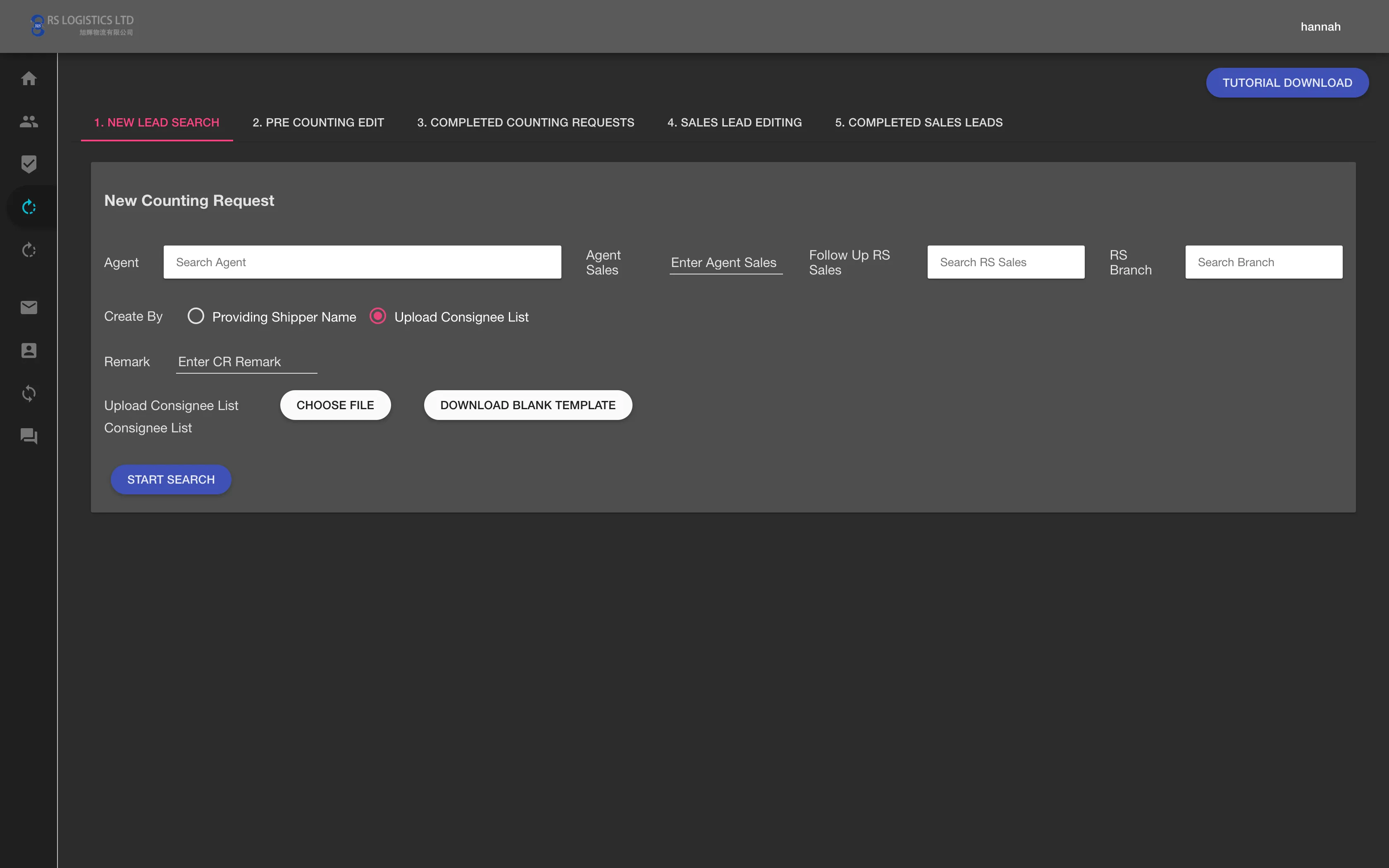 Customised CRM System screen 4